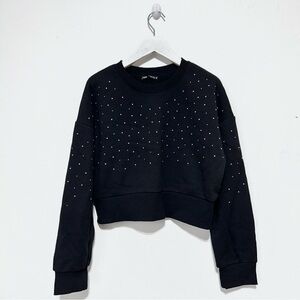 NWOT Zara Comfy Black Boxy Ribbed Cropped Sweater Top Small